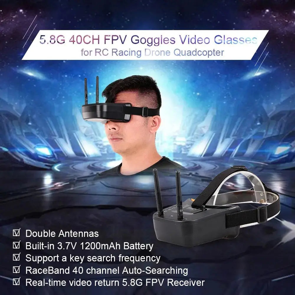 FPV VR Goggles 3 inch 480*320 FPV Display 5.8G 40CH Auto-Search Build-in 3.7V 1200mAh Battery For FPV Quadcopter Drone FPV VR Goggles 3 inch 480*320 FPV Display 5.8G 40CH Auto-Search Build-in 3.7V 1200mAh Battery For FPV Quadcopter Drone